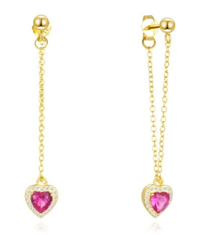 Pendientes elegantes con cristal corazón